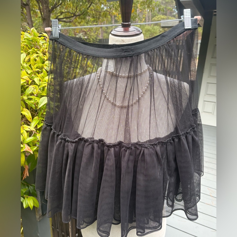 Vintage Malco Modes Short Petticoat Crinoline Sheer Black Skirt Overlay